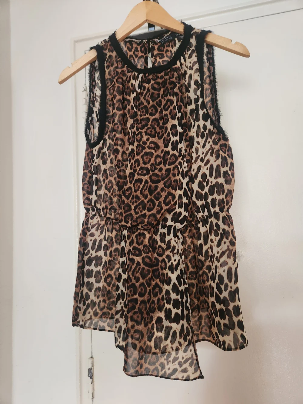 Zara Leopard Print Sleeveless Camisole in Brown and Black - Picture 2 of 3
